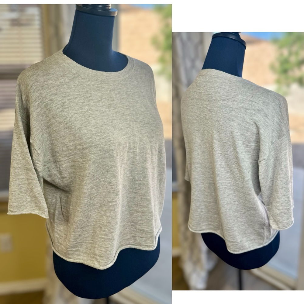 EUC NakedCashmere Heathered Gray Crop Top Tee